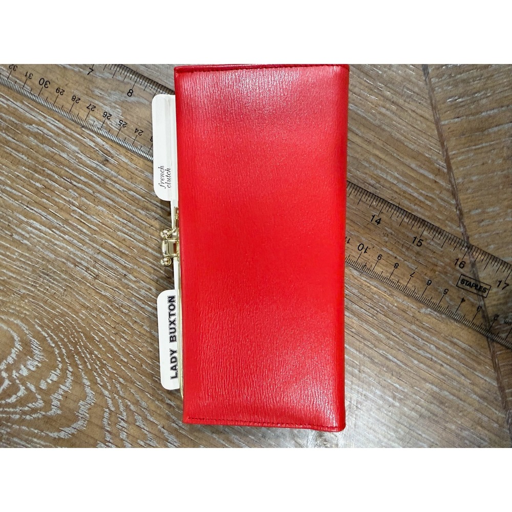 Lady Buxton French Clutch wallet, red leather, new old stock.